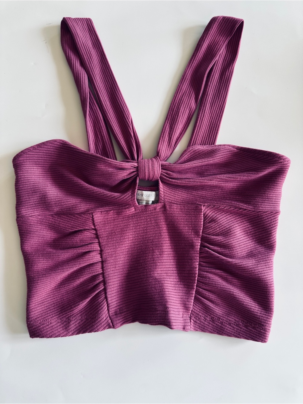 Urban Outfitters Ribbed Knot-Front Crop Top in Berry Size Medium
